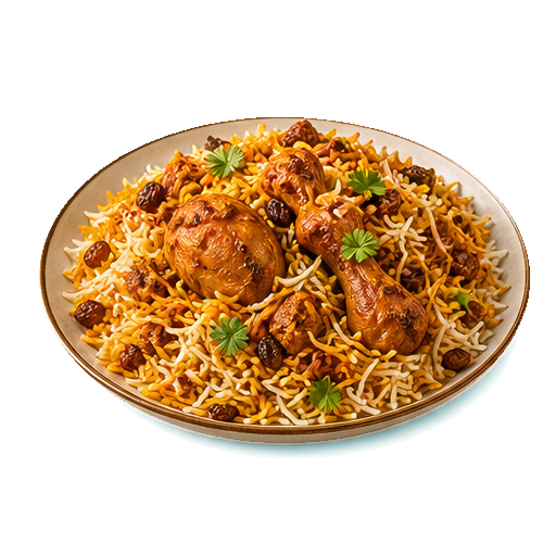 A plate of chicken biryani